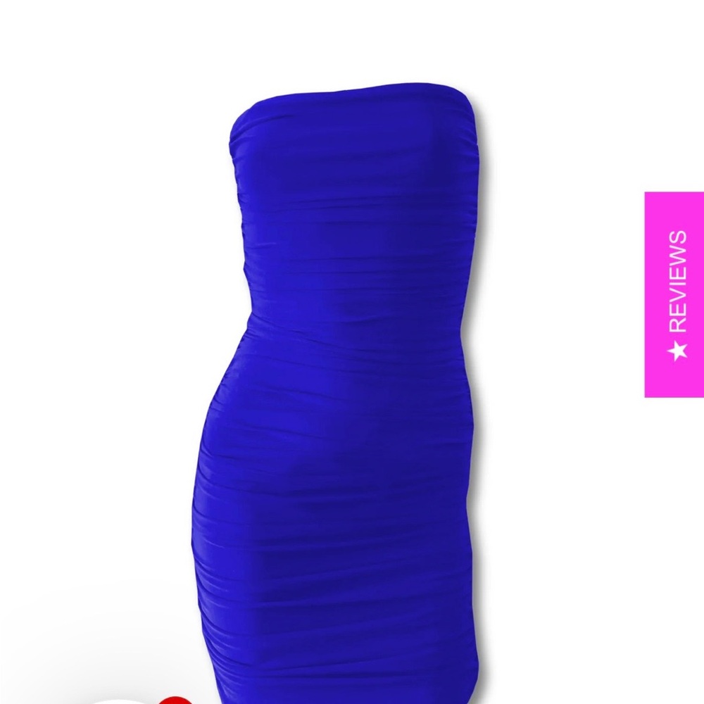 Katie J NYC Vibrant Blue mesh Strapless Dress Junior Medium